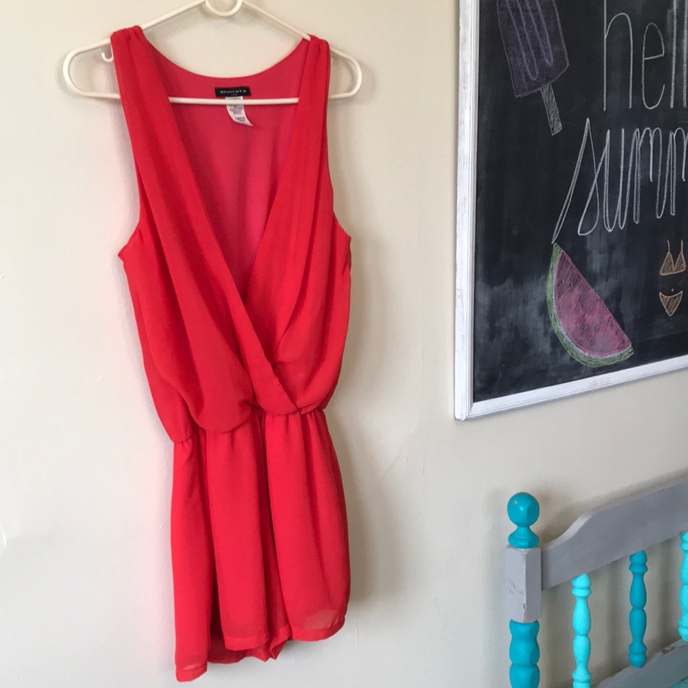 Red sheer romper